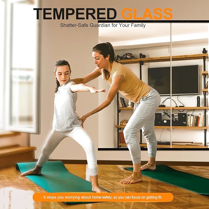 Delma Home Gym Mirror, 54''x30''x2PCS, Large Full Body Glass for Yoga, Frameless Wall Mounted, for Garage, Bedroom, Bathroom (Glass - 54'' x 30'' - 2PCS)