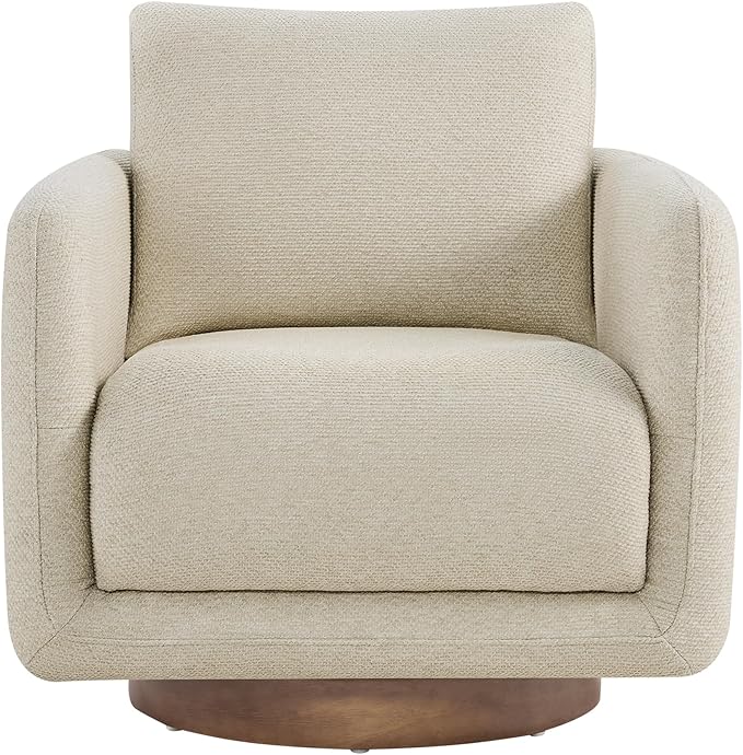 Modern Swivel Accent Chair, 360° Rotating Round Barrel Armchair with Performance Fabric Upholstery for Living Room, Bedroom, Office, Reading Nook, Single,Oatmeal