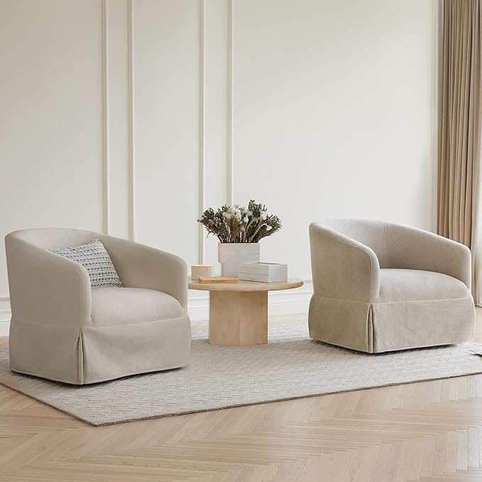 Swivel Accent Chair, 360 Degree Performance Fabric Armchair Modern Barrel Chairs Armchair for Living Room Bedroom Home and Office,Taupe