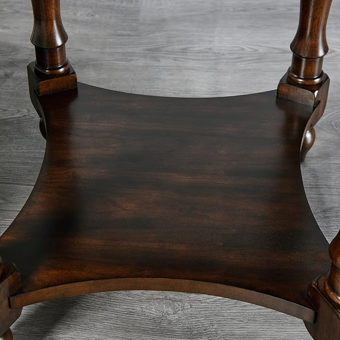 LEEMTORIG Oval Round End Table with Drawer, 2-Tier Solid Wood End Tables, Victorian Antique Nightstand Bedside Table for Bedroom Office Living Room, 28" W x 22" D x 24.2" H, Dark Walnut CJZ-2233-DC