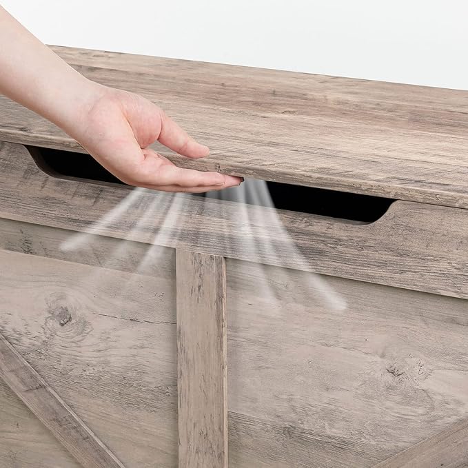 HOOBRO Storage Chest, 39.3" Toy Chest with Drawer, Wooden Storage Bench, Sturdy Entryway Bench Supports 220 lb, Safety Hinge, U-Shaped Opening, Easy Assembly, Greige BG710CW01G1