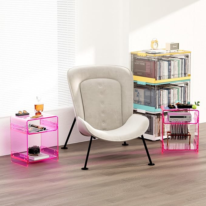 Clear Acrylic 3-Tier End Table/Nightstand – Sleek Bedside Storage with Durable Design, Perfect for Bedrooms, Living Rooms, or Modern Interiors – Ideal as a Bedside Table or Sofa Side Piece