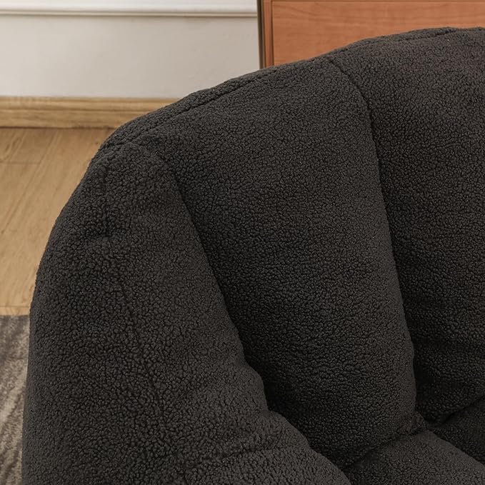 Furniliving Bean Bag Chair, Oversized Bean Bag Couch for Adults Comfy Bean Bag Sofa with Back Support, Large Bean Bag Chair Lazy Sofa for Living Room Bedroom, Darkgrey, Teddy