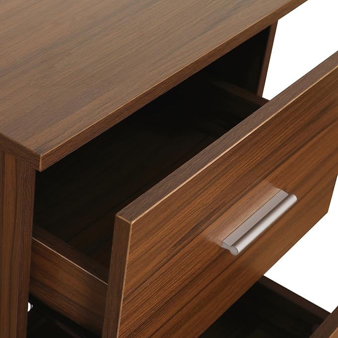 Techni Mobili L Shaped Desk - Two-Toned Computer Desk with Drawers & Storage Shelves - Simple Modern Furniture & Home Office Space Corner Table for Work & Writing
