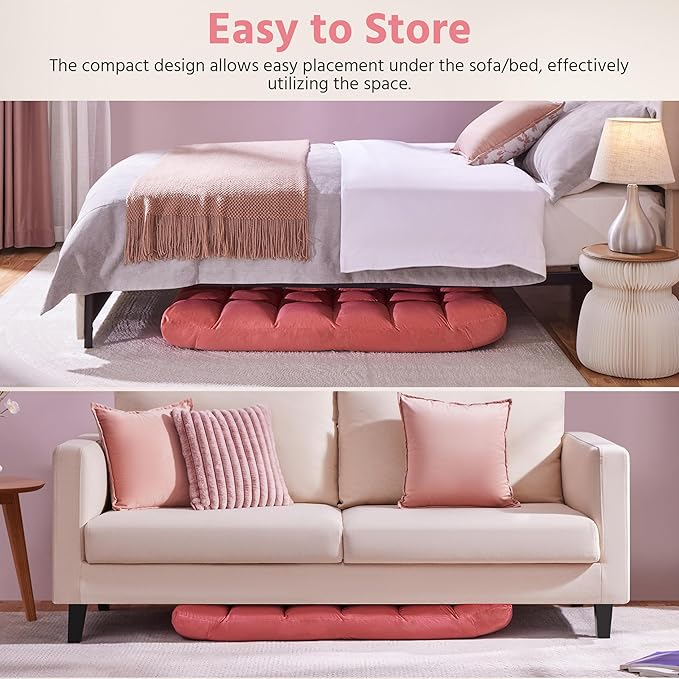 Yaheetech Floor Chair, Meditation Chair with Back Support Gaming Floor Lounger with 14 Adjustable Position for Adult, Pink