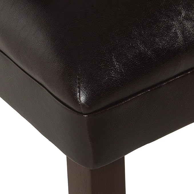 HomePop Parsons Upholstered Accent Dining Chair, Set of 2, Dark Brown Faux Leather