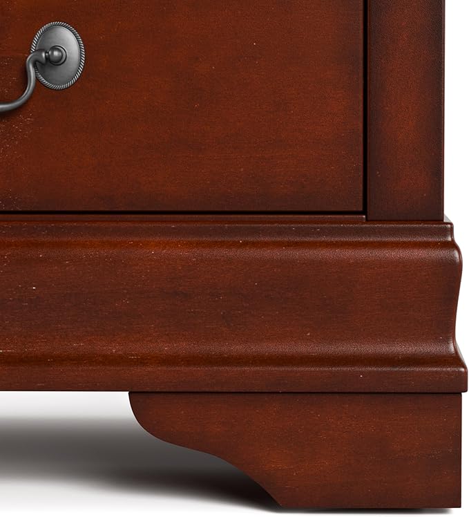 Furniture of America Arabella Traditional Solid Wood Nightstands Set of 2, Bedside Table with Drawers and Antique Nickle Handles, No Assembly Wooden Night Stands for Bedrooms, Guest Room, Dorm, Cherry