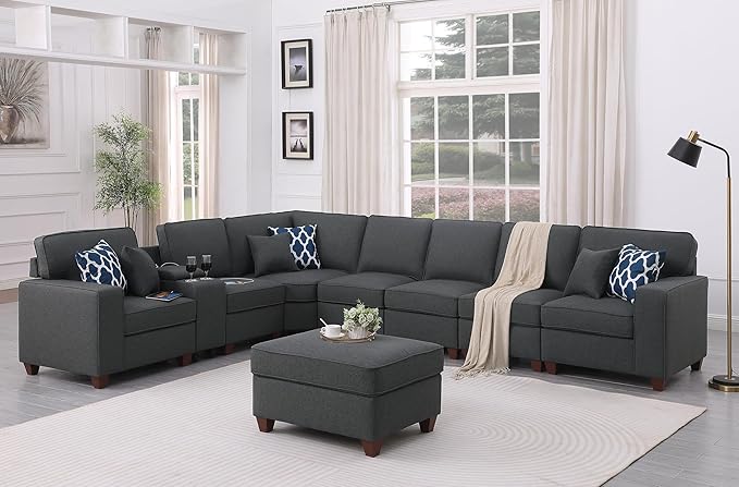 Leio Sectional Modular Sofa with Ottoman for Living Room, Apartment, Bedroom, Office, Dorm