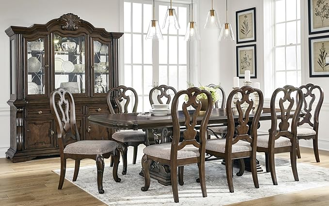 Signature Design by Ashley Maylee Classic Upholstered Armless Dining Chair, Set of 2, Dark Brown