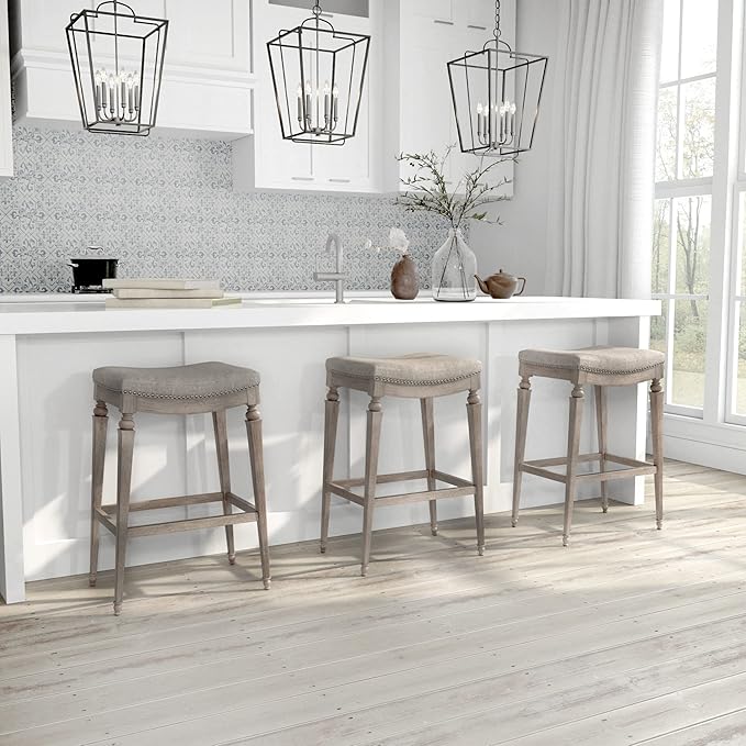 Hillsdale Furniture Vetrina Backless Non-Swivel Counter Stool, Weathered Grey