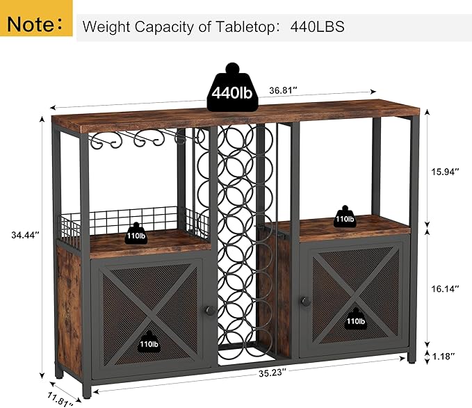 Homeiju Mini Bars for Home, Wooden Coffee Bar Cabinet, Modern Liquor Cabinet for Liquor and Glasses, Farmhouse Buffet Wine Cabinet with Storage Sideboard for Home Kitchen Dining Room
