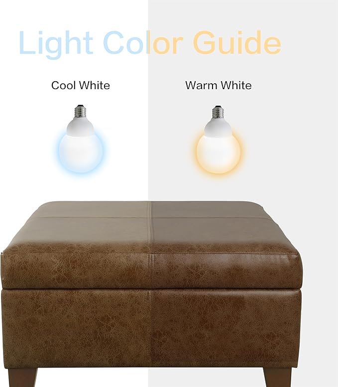Homepop Home Decor | K2380-YDQY-2 | Luxury Large Faux Leather Square Storage Ottoman | Ottoman with Storage for Living Room & Bedroom, Brown