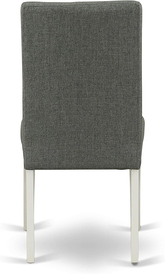 East West Furniture LGDR5-LWH-07 5 Piece Kitchen Table Set for 4 Includes a Rectangle Butterfly Leaf Dining Table and 4 Gray Linen Fabric Upholstered Chairs, 42x84 Inch, Linen White