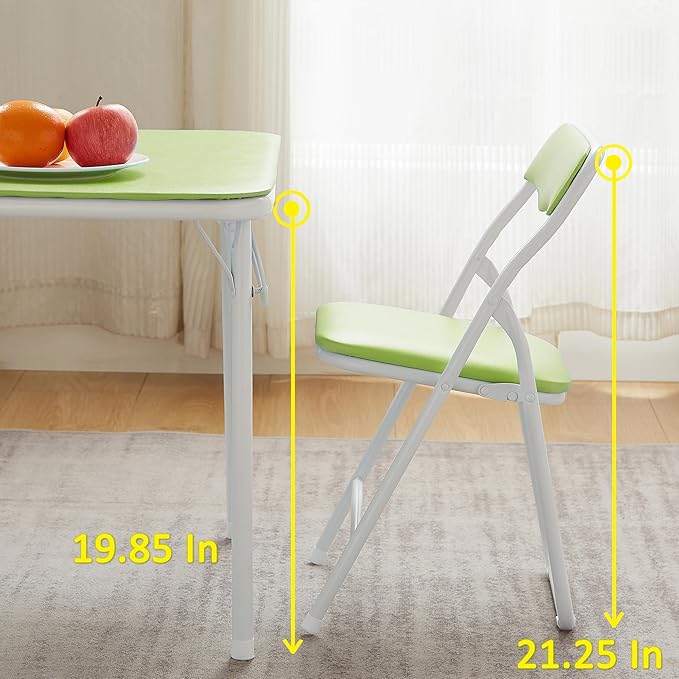 VECELO Kids Folding Activity Table and Chair Set, with Ultra Soft Padded Cushion, 5 Piece, Sage Green