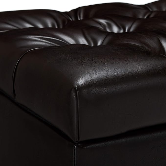 Christopher Knight Home Ottilie Leather Storage Ottoman, Brown