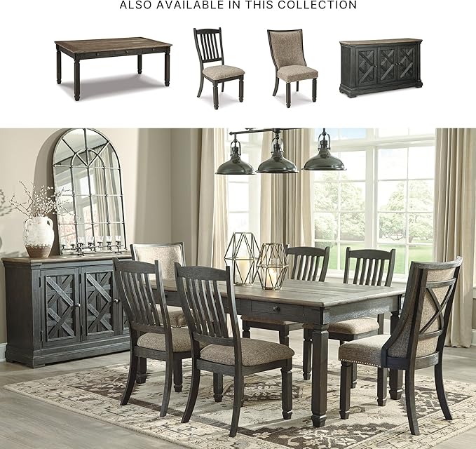 Signature Design by Ashley Tyler Creek Farmhouse Dining Table with Drawers, Seats up to 6, Almost Black