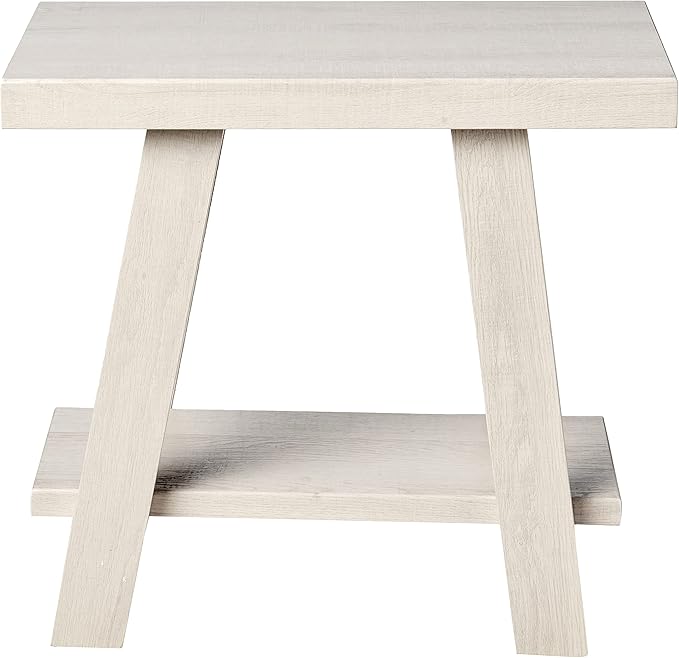 Roundhill Furniture Athens Contemporary Wood Shelf Side Table, White