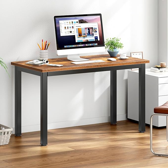 DlandHome Small Computer Desk for Home Office Activity Table Writing Table for Small Spaces Study Table Student Laptop Desk (39 inch, Retro)