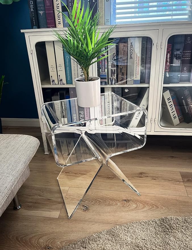 Acrylic Nightstand Side Table Modern Design Clear Home Decor Display End Table for Living Room (Clear)