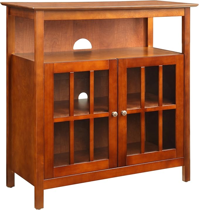 Convenience Concepts Big Sur Highboy Stand 36" Modern Entertainment Center for TVs up to 40", Storage Cabinet for Dining, Living, & Family Room, Console Hall Table with Shelves, unspecified, Cherry