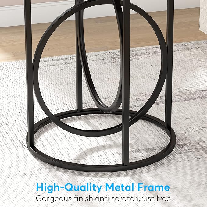 Tribesigns Round End Table for Living Room, 20-Inch Wide, Industrial Side Table with Metal Frame and Wood Top, Modern Circle Accent Table, Tall Narrow Nightstand for Bedroom (Rustic Brown)