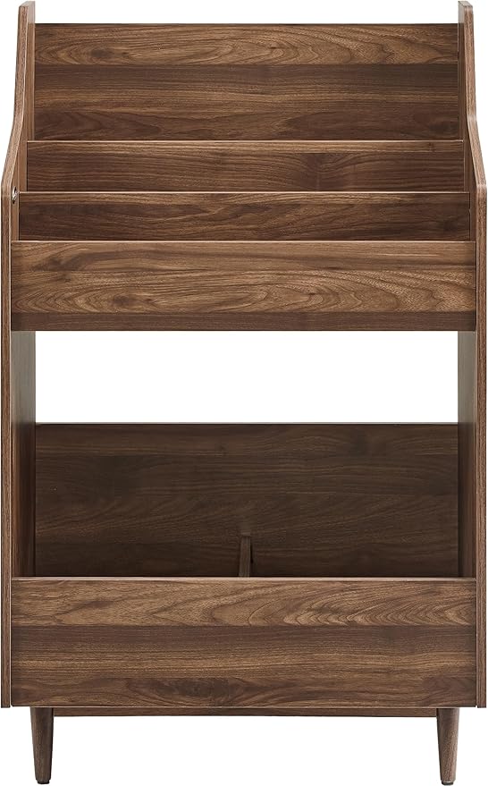 Crosley Furniture Liam Vinyl Record Storage Stand, Tiered Storage Shelves for Records, Walnut