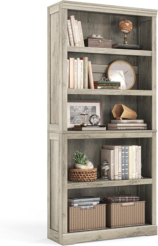 LINSY HOME 5-Shelf Bookcase, Bookshelves Floor Standing Display Storage Shelves 68 in Tall Bookcase Home Decor Furniture for Home Office, Living Room, Bed Room - Light Brown