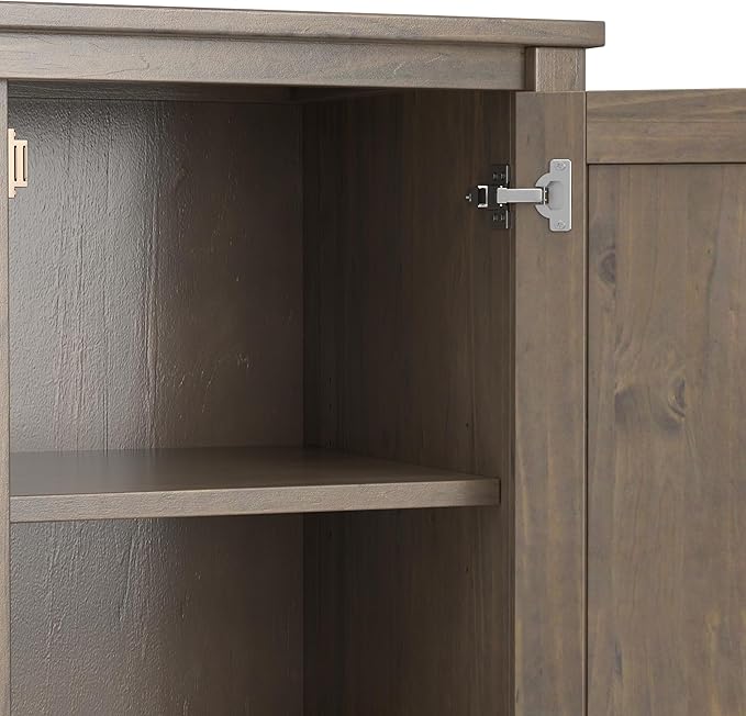 SIMPLIHOME Ela Solid Wood 53 inch Wide Transitional TV Media Stand in Smoky Brown for TVs up to 60 inches for The Living Room and Entertainment Center