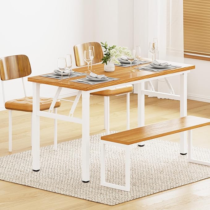 DlandHome 47 inches Folding Table Computer Desk Portable ActivityTable Conference Table Home Office Desk, Fully Assembled Teak and White DND-ND5-120TW