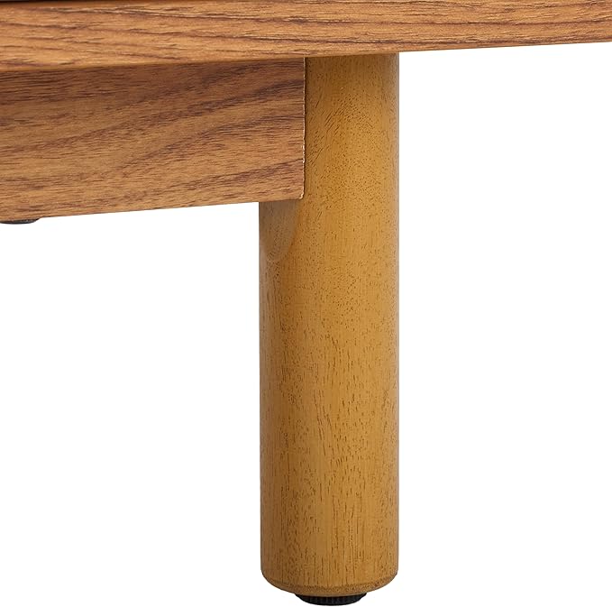 SAFAVIEH Aino TV Stand for up to 60" Flatscreen – Oak Brown, 2 Sliding Doors with Interior Storage, 1 Open Shelf, Entertainment Media Console (MED9619D)
