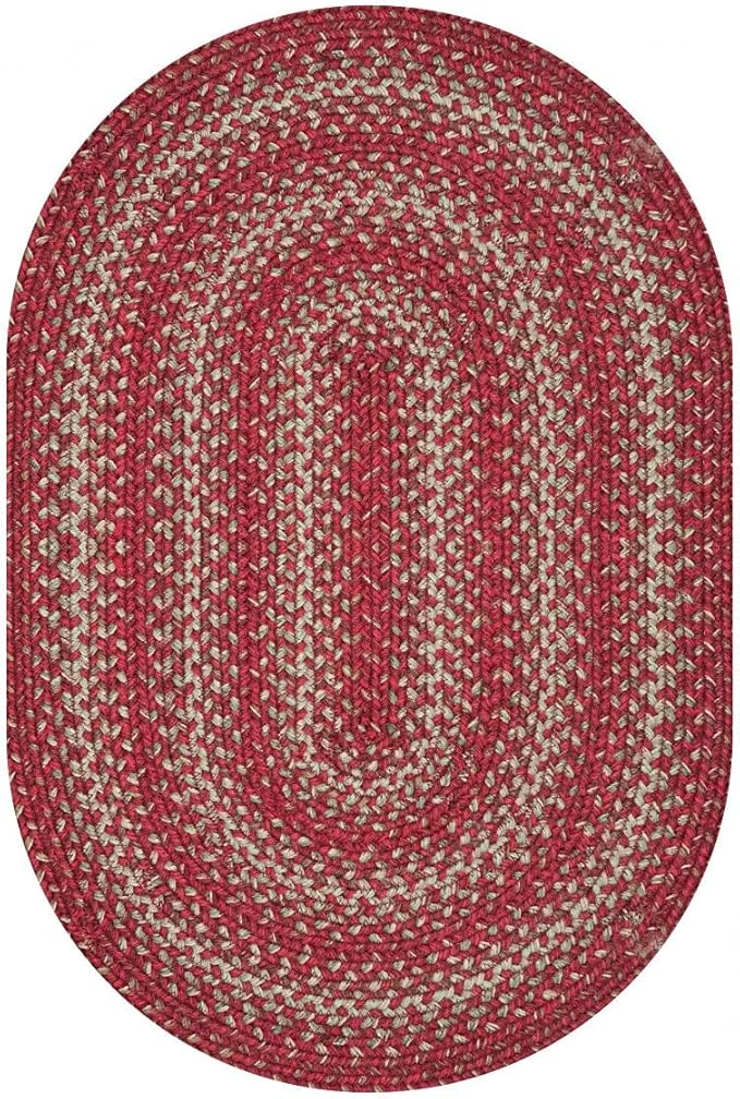 Homespice Apple Pie Jute Red 8x10' Braided Oval Area Rugs for Living Room, Bedroom and Dining Room. Pet Friendly. Decor Styles- Farmhouse Rug, Rustic, Vintage, Primitive, Country, Boho Rug