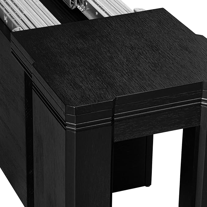 X07SI-BC6-48 - 10-Pc Dining Room Set a Rectangular Kitchen Table with a coffee Table and wooden Bench & 7 coffee Fabric Dining Chairs, 39x120 Inch, Wire Brushed Black