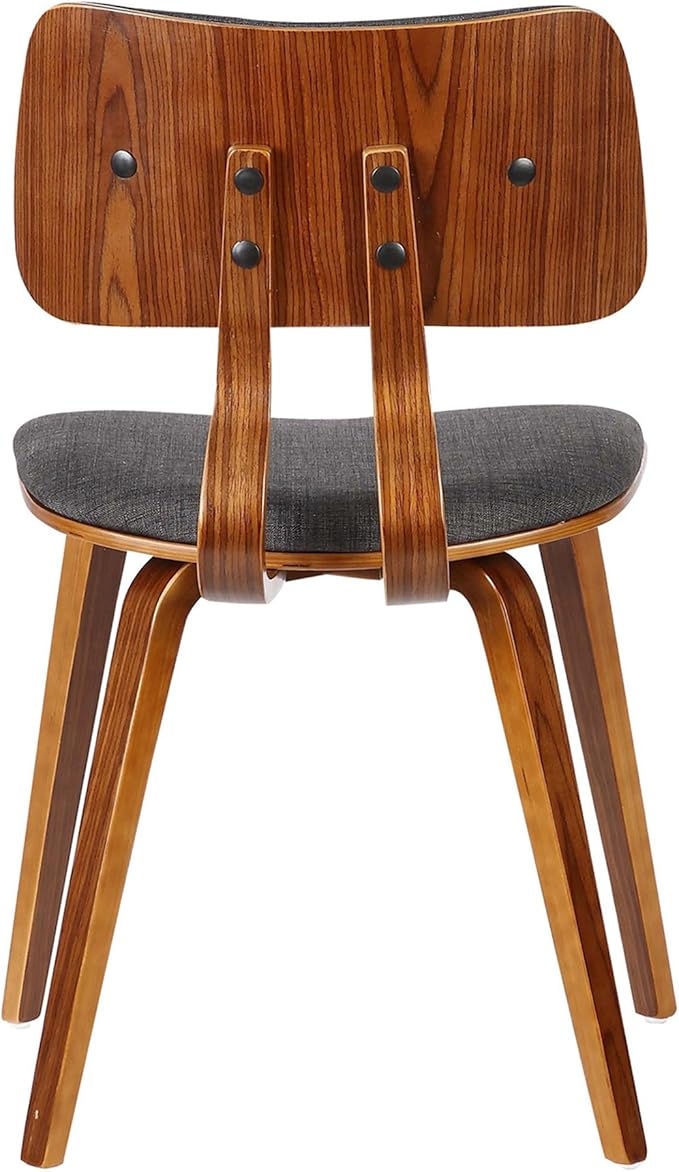 Armen Living Jaguar Mid-Century Dining Chair in Walnut Wood and Charcoal Fabric - Set of 6