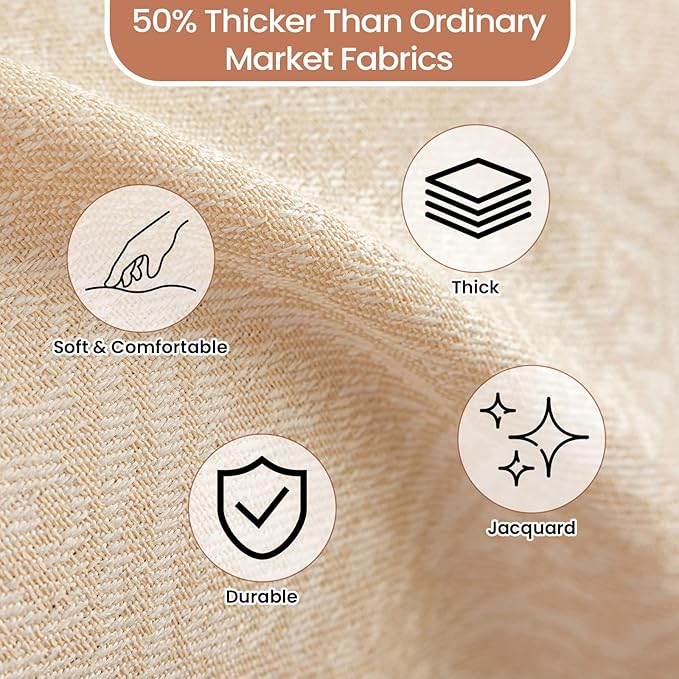STACYPIK Thick Beige Jacquard Floral Couch Cover for Dogs, Washable Boho Couch Covers, Non Slip Couch Sofa Cover, Couch Cover 2 Cushion Sofa with Tassels, Furniture Protector for Living Room-71X118IN