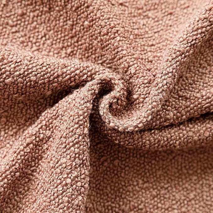 Foindtower Pack of 2 Textured Boucle Throw Pillow Covers Accent Solid Pillow Cases Cozy Soft Decorative Couch Cushion Case for Chair Sofa Bedroom Living Room Home Decor 20x20 Inch Dusty Orange Hazel