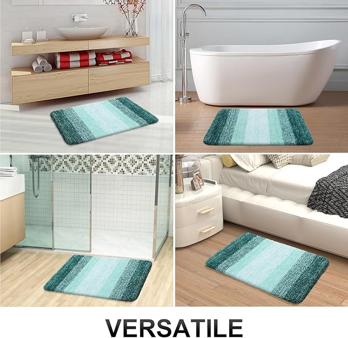 OLANLY Bathroom Rugs Mat 30x20, Extra Soft Absorbent Microfiber Bath Rugs, Rubber Backing, Quick Dry, Washable Bath Mats for Bathroom Floor, Tub and Shower, Home Decor Accessories, Blackish Green
