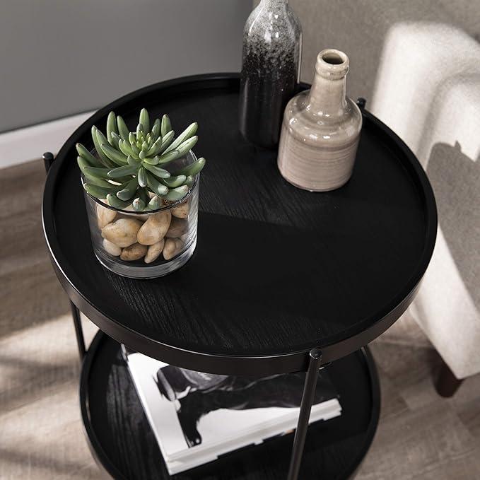 SEI Furniture Verlington End Table, Black
