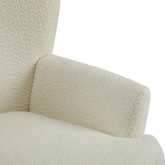 Christopher Knight Home Colby Boucle Upholstered Club Chair, Living Room Accent Chair, Wooden Frame, Flared Armrest, Plush Thick Cushion, Reading Lounge Chair, Space-Saving Furniture, Off-White+Black