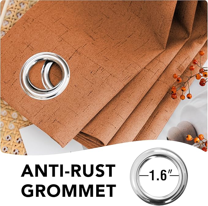 H.VERSAILTEX Halloween Curtains 100% Blackout Curtains for Bedroom Thermal Insulated Linen Textured Drapes Heat and Full Light Blocking Drapes Living Room Curtains 2 Panel Sets, Orange, 52x84 Inch