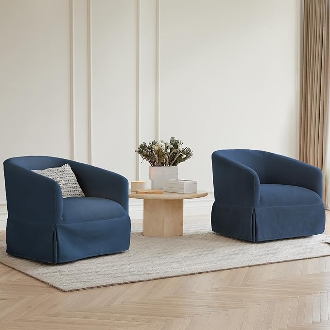 Swivel Accent Chair, 360 Degree Performance Fabric Armchair Modern Barrel Chairs Armchair for Living Room Bedroom Home and Office,Blue