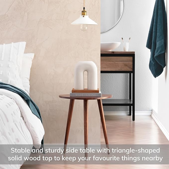 MH London Bond Wooden Triangle End Table - Exclusively Designed Modern Small Side Table. Hand Crafted - Wooden Side Table - Contemporary Design for Small End Tables for Bedroom and Living Room