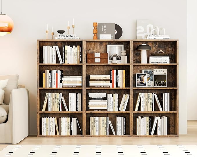 Casaottima 4-Tier Open Bookshelf and Bookcase, Floor Standing Display Storage Shelves for Living Room, Tall Book Shelf for Bedroom, Home Office, Dining Room, Vintage