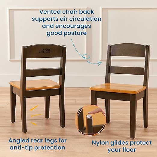 ECR4Kids Hideaway Table and Chair Set, Kids Furniture, Honey/Grey Wash, 3-Piece