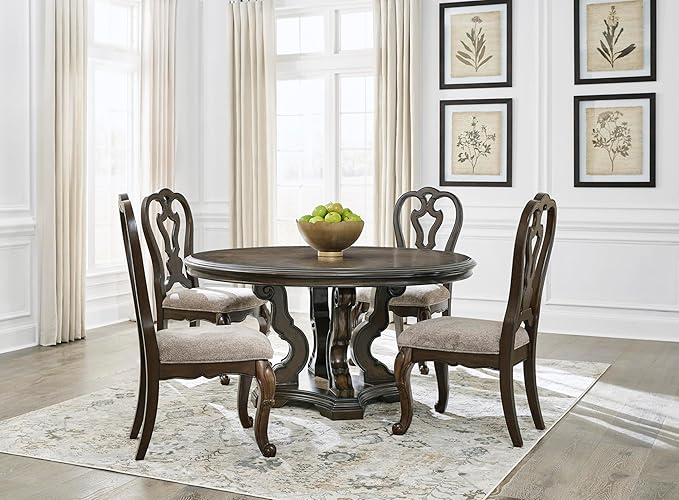 Signature Design by Ashley Maylee Classic Upholstered Armless Dining Chair, Set of 2, Dark Brown