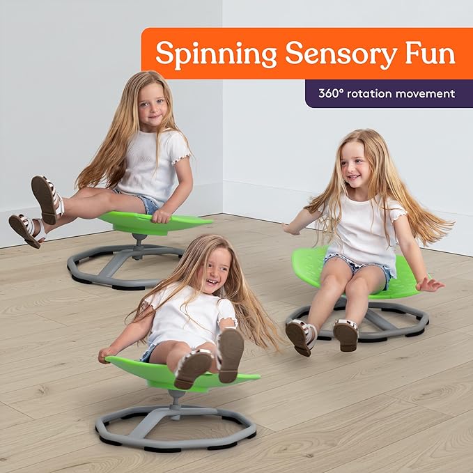 Special Supplies Spinning Chair for Kids- Versatile Kids Sit and Spin Sensory Chair for Training Body Coordination - Sensory Swivel Chair for Playroom, Bedroom, or Nursery (Green)