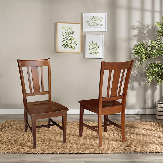 IC International Concepts, Set of Two San Remo SplatBack Dining Chairs, Espresso, 225lbs wt capacity, Solid Real Wood, Sturdy Parawood, Espresso