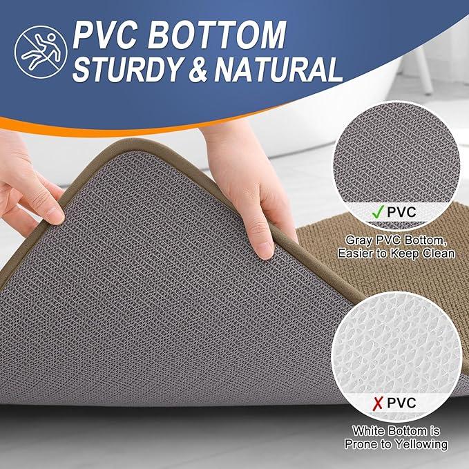 OLANLY Thick Memory Foam Bath Mat Rug 24x16, Extra Soft Absorbent Bathroom Rug, Quick Dry Bath Mats, Non-Slip, Machine Washable Carpet for Bathroom, Tub and Shower, Home Decor Accessories, Tan