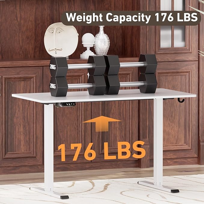 Ywin Electric Height Adjustable Standing Desk, 55 x 24 inches Sit Stand Desk with Wheels, Ergonomic Stand Up Desk for Home Office