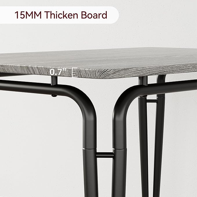 5 Piece Dining Table Set for 4, Compact Square Table Chairs, Sturdy MDF Top, Metal Frame, Space-Saving Breakfast Set for Kitchen, Apartment, Office, Easy Assembly Wipe-Clean