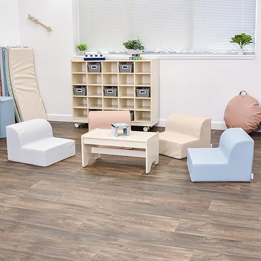Children's Factory Library Loungers, Flexible Seating Classroom Furniture, Comfy Kids Chairs, Soothing Elements Colorway, Set of 4